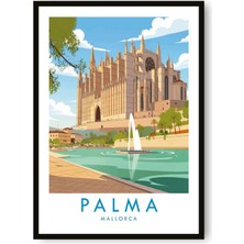 Ninastore Palma Mallorca Seyahat Baskısı | Ispanya Sahil Duvar Sanatı | Akdeniz Katedrali Posteri