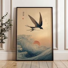 Ninastore Kırlangıç ​​kuşu ve Okyanus Dalgası Japon Ukiyo-E Dijital Poster Indirme