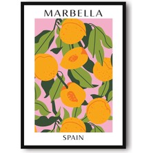 Ninastore Marbella Ispanya Seyahat Posteri: Soyut Limon Meyvesi Sanat Baskısı