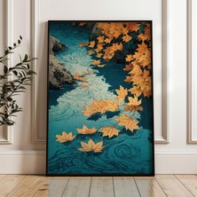 Ninastore Su Üzerindeki Sonbahar Yaprakları Japon Tarzı Dijital Poster Indir