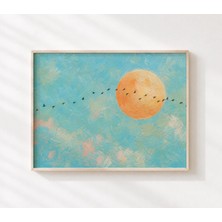 Ninastore Güneş ve Kuş Göçü Gökyüzü Sıcak Retro Tablo Baskı Duvar Sanatı (Dijital Indirme) 223