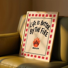 Ninastore "hayat Ateş Başında Daha Güzel" Temalı Rahatlatıcı Alıntı Baskısı, Folk Tipografi Duvar Sanatı, Ekose Poster, Ev Hediyesi