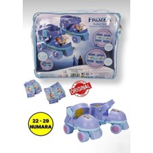 Tr Frozen Çocuk Quad Paten Seti, 22-29 Numara Ayarlanabilir, Dizlik Dirseklik Dahil, Mavi