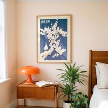 Ninastore Erik Çiçeği Baskılı Vintage Japon Duvar Sanatı Botanik Poster Lacivert Çiçekli Dekor Bahar Yatak Odası Sanatı
