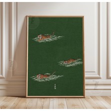 Ninastore Yeşil Kaplan Posteri Minimalist Japon Sanatı Duvar Kağıdı Dekoru