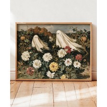 Ninastore Sıcak Tonlarda Sonbahar Hayaletleri Bahçede Vintage Cadılar Bayramı Duvar Sanatı Ürkütücü Duvar Sanatı Sonbahar Ev Dekorasyonu | Bonafidesa
