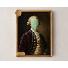 Ninastore Sürreal Aristokrat Portre Baskısı Erik Rengi Kadife Beyefendi, Yüzünden Damlayan Nane, Koyu Gotik Dekor