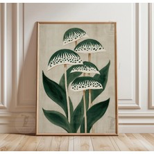 Ninastore Japon Mantarı Botanik Posteri | Vintage Mantar Illüstrasyon Baskısı | Minimalist Doğa Duvar Sanatı
