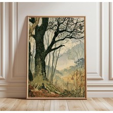 Ninastore Japon Ahşap Baskı Orman Resmi | Vintage Doğa Duvar Sanatı | Geleneksel Orman Manzarası Posteri