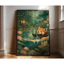 Ninastore Kırmızı Panda Banyo Baskısı: Japon Ukiyo-E Sanatı