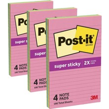 Tr Süper Yapışkan Çizgili Notlar, 4 Yapışkan Not Defteri, 12,7 x 20,32 Cm, Yurdunuzda, Evinizde Veya Ofisinizde Organizasyon Için Ideal, Energy Boost Koleksiyonu (3 Paketi)