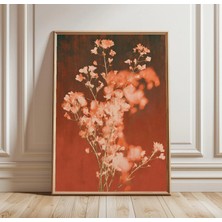 Ninastore Paslı Botanik Baskı | Turuncu Çiçekli Duvar Sanatı | Hüzünlü Çiçek Posteri