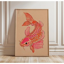 Ninastore Koi Balığı Sanat Baskısı | Japon Sazan Illüstrasyonu Modern Zen Duvar Dekoru