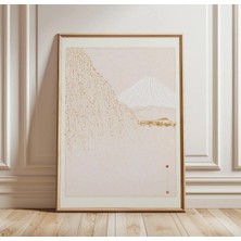Ninastore Japon Dağ Manzarası Baskısı | Minimalist Fuji Duvar Sanatı | Dokulu Doğa Posteri