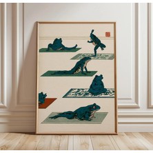 Ninastore Yoga Kurbağaları Baskısı | Japon Ahşap Baskı Hayvan Sanatı | Meditasyon Posteri