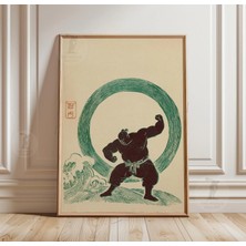 Ninastore Sumo Güreşçisi Posteri Japon Mürekkep Sanatı Minimalist Dairesel Tasarım Baskı