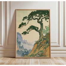 Ninastore Japon Çam Ağacı Baskısı | Vintage Asya Duvar Sanatı | Botanik Manzara Posteri | Zen Doğa Dekorasyonu | Geleneksel Ahşap Baskı Tarzı