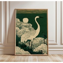 Ninastore Japon Turnası Duvar Sanatı | Balıkçıl Baskısı | Vintage Kuş Posteri