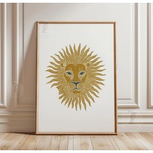 Ninastore Aslan Burcu Posteri | Minimalist Güneş Duvar Sanatı | Astroloji Çizgi Illüstrasyon Baskısı