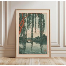 Ninastore Japon Söğüt Ağacı Baskısı | Fuji Dağı Posteri | Asya Manzarası Duvar Sanatı