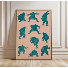 Ninastore Sumo Güreşçisi Baskısı | Japon Sporları Duvar Sanatı | Vintage Atletik Poster