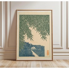 Ninastore Japon Bambu Ormanı Baskısı | Ahşap Baskı Dağ Manzarası Posteri | Asya Botanik Duvar Sanatı