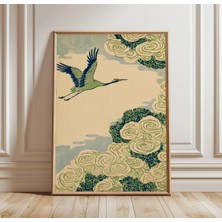 Ninastore Japon Turnası Baskısı | Vintage Kuş Duvar Sanatı | Asya Doğası Posteri | Huzurlu Ev Dekorasyonu