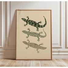 Ninastore Kertenkele Illüstrasyon Posteri | Sürüngen Duvar Sanatı Baskısı | Minimalist Doğa Hayvan Dekorasyonu