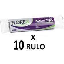 Florex Standart Büyük Boy ( 65X80 cm ) Siyah Çöp Poşeti 10 Rulo 10*10=100 Adet