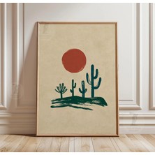 Ninastore Çöl Kaktüsü Baskısı | Minimalist Japon Manzarası Duvar Sanatı Boho Batı Tarzı Dekorasyon