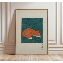 Ninastore Uyuyan Tilki Posteri Japon Minimalist Sanat Baskısı Retro Hayvan Duvar Sanatı Orta Çağ Modern Dekor Vintage Orman Posteri Tasarımı