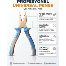 Tr Profesyonel Kombine Pense 7 Inch (180 Mm) – Ergonomik Mavi/gri Kaymaz Saplı, Çok Amaçlı Tel Kesme ve Sıkıştırma Pensesi