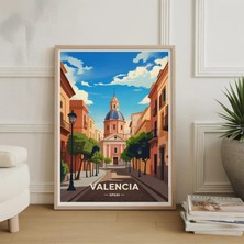 Ninastore Valencia Ispanya Seyahat Posteri: Manzaralı Şehir Manzarası Sanat Baskısı