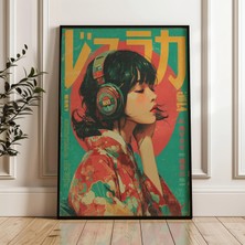 Ninastore Kimono Giymiş Japon Kadın Retro Synthwave Dijital Poster Indir
