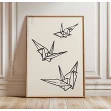 Ninastore Origami Turna Kuşu Posteri | Minimalist Kuş Illüstrasyonu Baskısı | Japon Tarzı Duvar Sanatı Dekorasyonu