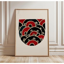 Ninastore Japon Tarzı Soyut Poster | Kırmızı Siyah Geometrik Duvar Sanatı