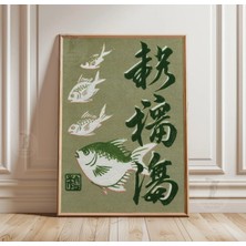 Ninastore Vintage Tropikal Balık Posteri Japon Deniz Ürünleri Duvar Sanatı Kağıt Baskısı