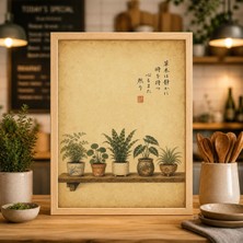 Ninastore Saksıda Bitki Posteri Japon Botanik Raf Sanatı Minimalist Duvar Dekoru Vintage Bitki Baskısı