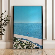 Ninastore Hiroshi Nagai Imzalı, Tekneli Okyanus Manzaralı Japon Şehir Popu Dijital Posteri (Indirilebilir)
