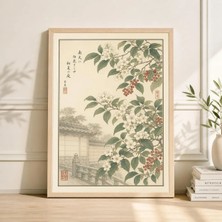 Ninastore Japon Kiraz Çiçeği Baskısı, Vintage Ukiyo-E Botanik Asya Sanatı