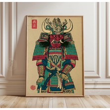 Ninastore Samuray Savaşçısı Posteri Japon Halk Sanatı Vintage Kağıt Duvar Dekoru