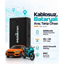Mobikron MK-500 4G/2G destekli Mıknatıslı Kablosuz Araç Takip Cihazı 2026 - 24 Ay SIM + Sunucu + Uygulama Dahil