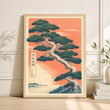 Ninastore Japon Bonsai Ağacı Baskısı, Vintage Botanik Oryantal Sanat