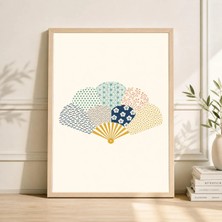 Ninastore Geleneksel Japon Yelpaze Tasarımı Posteri Renkli Katlanır Yelpaze Sanatı Minimalist Halk Sanatı