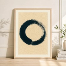 Ninastore Siyah Çember Poster Minimalist Soyut Duvar Sanatı Baskısı Modern Zen Fırça Darbesi Illüstrasyonu