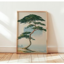 Ninastore Japon Çam Ağacı Baskısı | Vintage Botanik Duvar Sanatı | Asya Manzarası Dekorasyonu | Minimalist Doğa Posteri