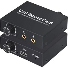 Tr Harici USB Ses Kartı 3,5mm Kulaklık ve Mikrofon Girişli Volüm Ayarlı Ses Kartı