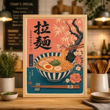 Ninastore Japon Ramen Kasesi Sanat Baskısı Minimalist Mutfak Posteri Vintage Erişte Duvar Dekoru