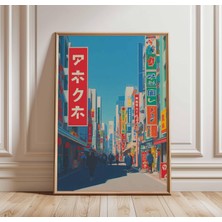 Ninastore Tokyo Sokak Manzarası Posteri Japon Otomat Sanatı Retro Seyahat Baskısı