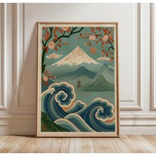 Ninastore Fuji Dağı Dalga Posteri Japon Manzara Sanatı Duvar Dekoru